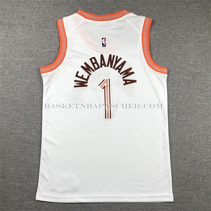 Maillot Enfant San Antonio Spurs Victor Wembanyama NO 1 Ville 2023-24 Blanc